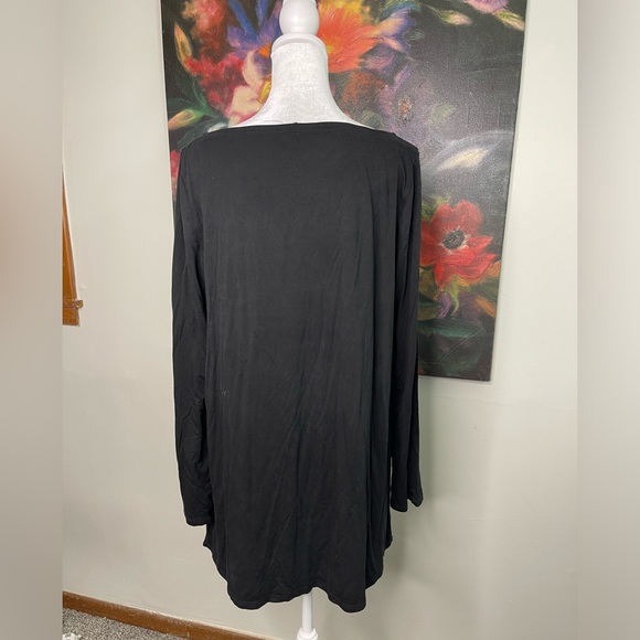 Eileen Fisher Black Tencel Lyocell Butter Soft Drapy Long Sleeves Tunic Blouse M - Picture 4 of 7